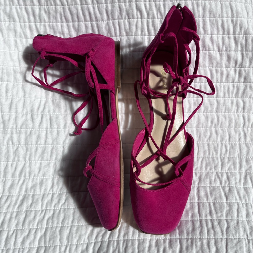 Nine West Zoona Flat in Hot Pink Suede sz 8.5